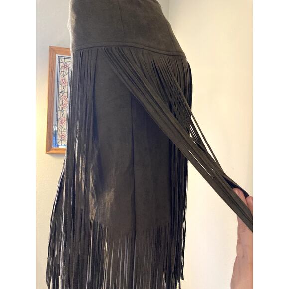 Joyfolie Brown Fringe Midi Skirt - Picture 9 of 16